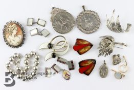 Silver Enamel Brooch/Cameo