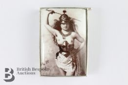 Silver Plated and Enamel Set Vesta Case