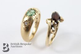 Gentleman's 9ct Gold Tourmaline and Diamond Ring