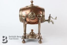 A George III Copper Barrel Tea Urn