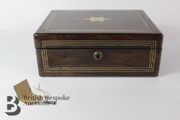 19th Century Rosewood Turnover Writing Box