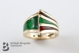 9ct Stylish Red and Gold Enamel Dress Ring