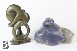 Unusual Purple Stone Bird Sculpture