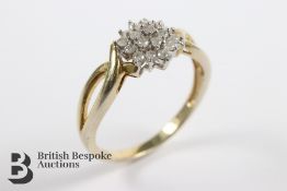 Silver and Diamond Cluster Ring