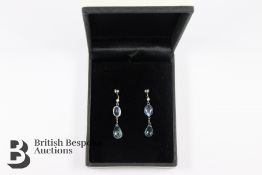Pair of 14ct White Gold Aquamarine and Pearl Drop Earrings