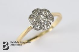 Lady's 18ct Gold and Platinum Diamond Cluster Ring