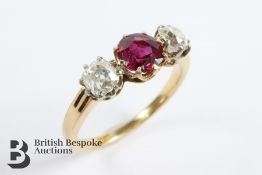 1.13 Natural Ruby and Diamond Ring