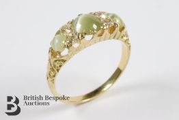 18ct Yellow Gold Cats Eye and Diamond Ring