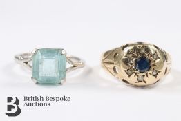 9ct Yellow Gold Sapphire and Diamond Ring