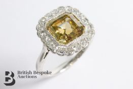 18ct Gold and Platinum Yellow and White Diamond Ring