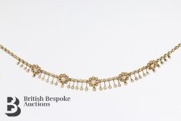 Edwardian 15ct Yellow Gold Pearl Necklace