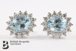 Pair of 18ct White Gold Aquamarine and Diamond Earrings