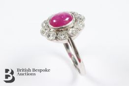 Cabochon Ruby and Diamond Ring