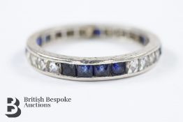 Antique Platinum Diamond and Sapphire Full Eternity Ring