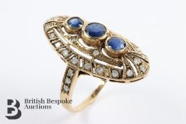 9ct Yellow Gold Sapphire and Diamond Ring
