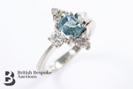 18ct White Gold Aquamarine and Diamond Ring