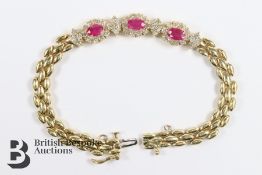 14ct Yellow Gold Ruby and Diamond Bracelet