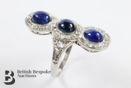 Cabochon Sapphire and Diamond Ring