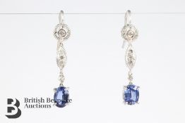Pair of Sapphire and Diamond Earrings