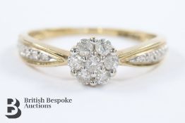 9ct Yellow Gold Diamond Cluster Ring