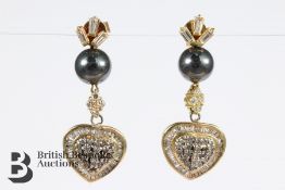 Pair of Hematite and Diamond Ear Studs
