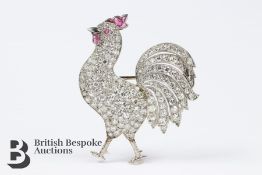 Stunning Diamond and Ruby Cockerel Brooch