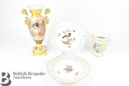 Twin Handled Vase, Vase and Plate