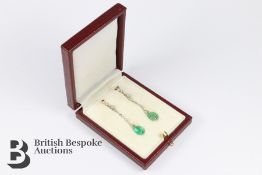 Pair of Emerald and Diamond Drop Earrings