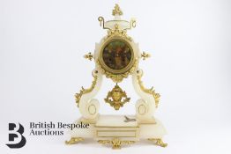 French Alabaster Mantel Clock