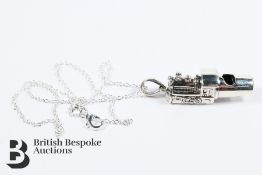 Silver Whistle Pendant and Chain