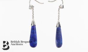 Pair of 14ct White Gold Lapis Lazuli Earrings