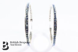 Pair of Silver and Tanzanite Hoop Earrings