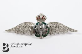 18ct White Gold and Enamel RAF Sweetheart Badge