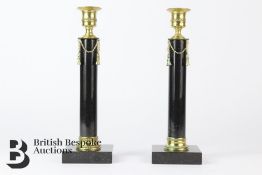 Pair of Swedish Ormolu Porphyry Candlesticks