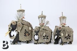 Three Carved Ebony Elephants