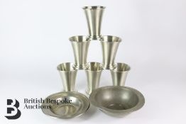 Six Large Pewter Mugs