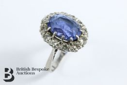 Vintage Ceylon Sapphire and Diamond Ring