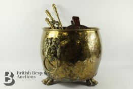 Victorian Brass Log Basket