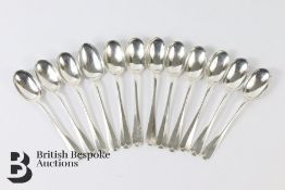 12 Rat Tail Hanoverian Silver Tea Spoons