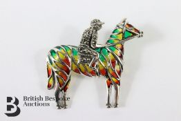 Silver and Plique a Jour Horse and Rider