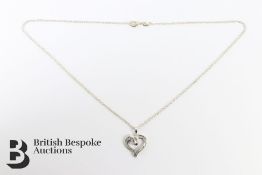 14ct White Gold Heart Shaped Pendant