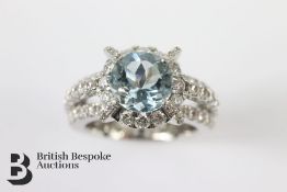 18ct White Gold Aquamarine and Diamond Ring