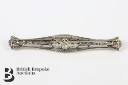 18ct White Art Deco Diamond Set Bar Brooch