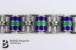 Silver and Guilloche Enamel Link Bracelet