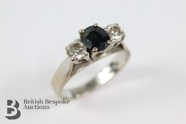 18ct White Gold Diamond and Sapphire Ring