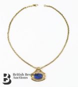 18k Gold Lapis Lazuli Pendant and Chain