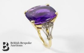 18ct Gold Amethyst and Diamond Ring