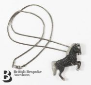 18ct Black and White Equine Pendant