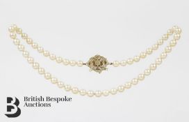 Cultured Pearl and Diamond Necklace