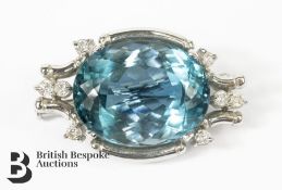 18ct White Gold Topaz and Diamond Brooch